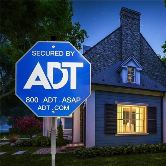 Security Signs & 8 Pcs ADT Window Stickers 28" ADT Yard Sign W/ Aluminum Stake - Picture 6 of 7